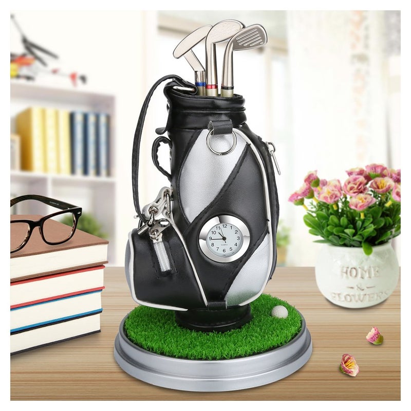 10L0L Gift for Men, Golf Pen Holder Desk Accessories for Golfers, 3 Club Pens Mini Gold Bag Office Decor, Funny Stocking Stuffers on Birthday, Christmas, Fathers Day (Golf Bag) - Image 1